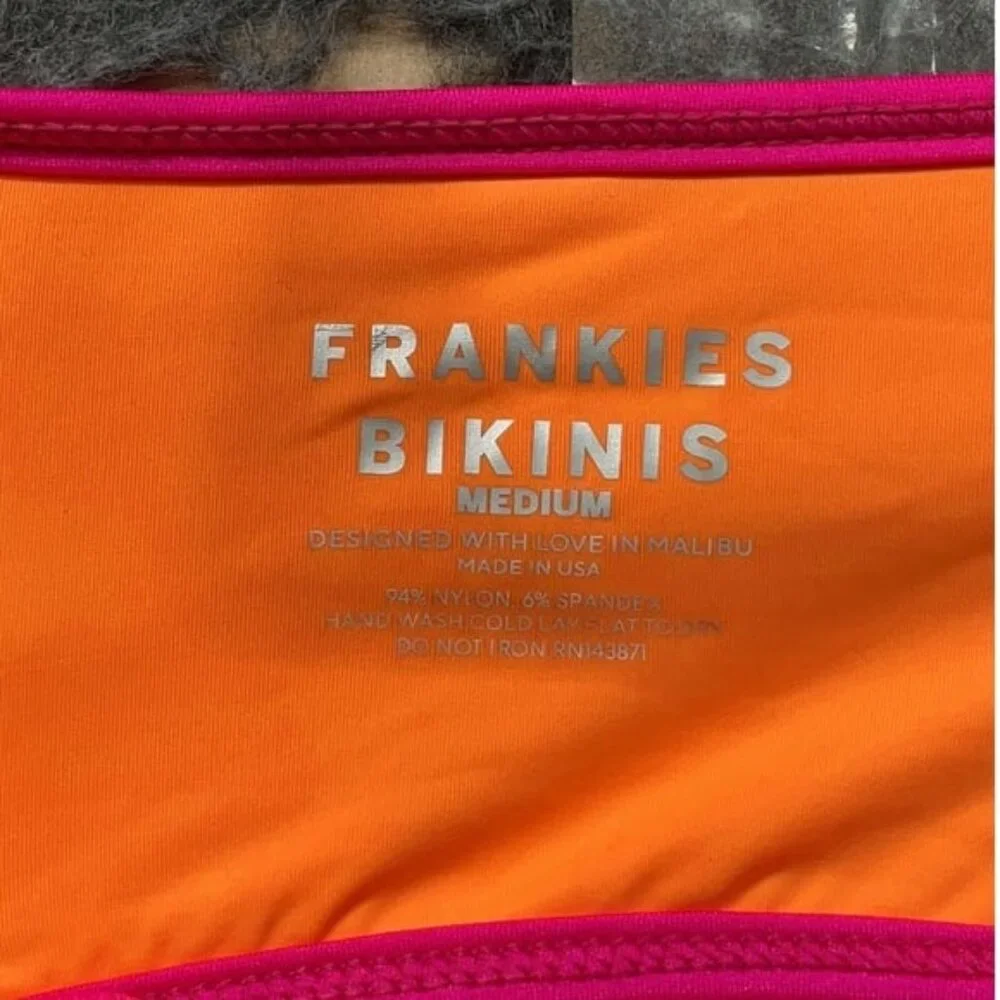NWT Frankies Bikinis Waco Terry Bralette Bikini Top in Sundown (Orange & Pink)